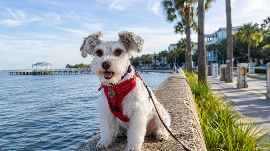 Schnauzer at waterfront