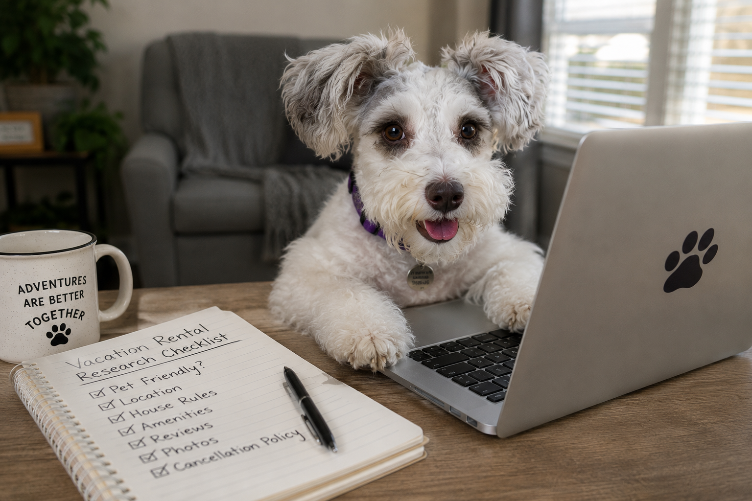 Schnauzer Researching Vacation Rentals